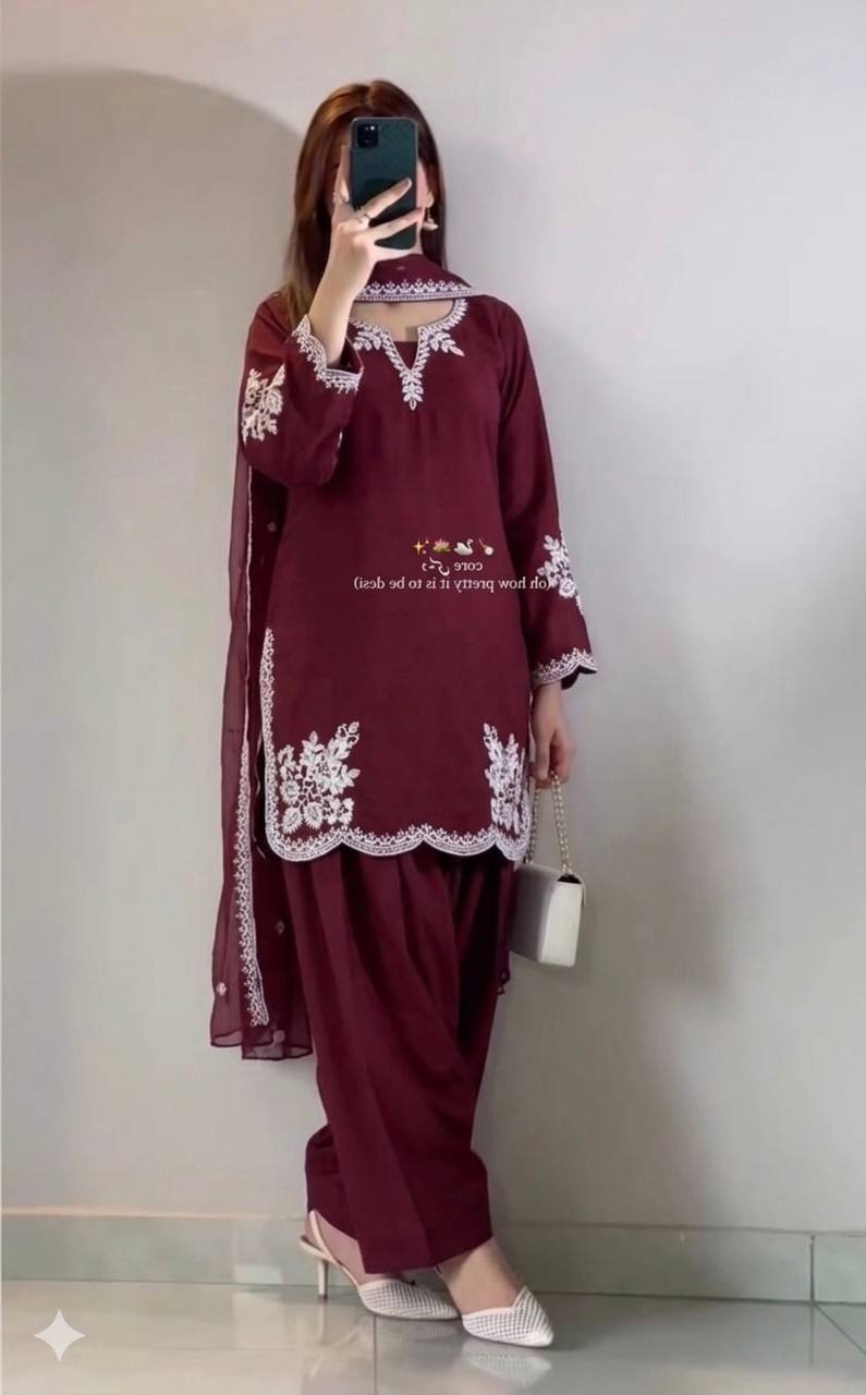 The Cinematic Oxblood Scalloped Silhouette